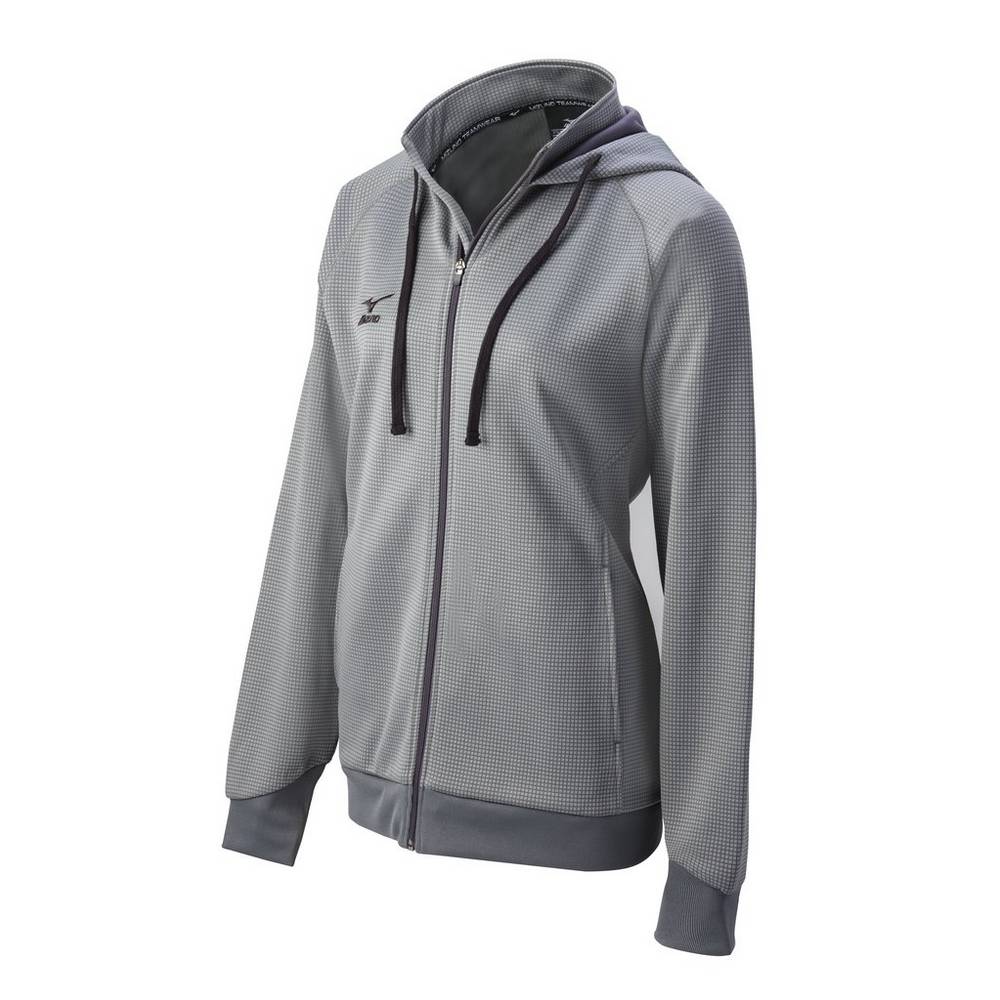 Mizuno Pro Full Cipzáros Hoody Női Kapucnis Pulóver Szürke QDN936182